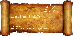 Lambing Irén névjegykártya